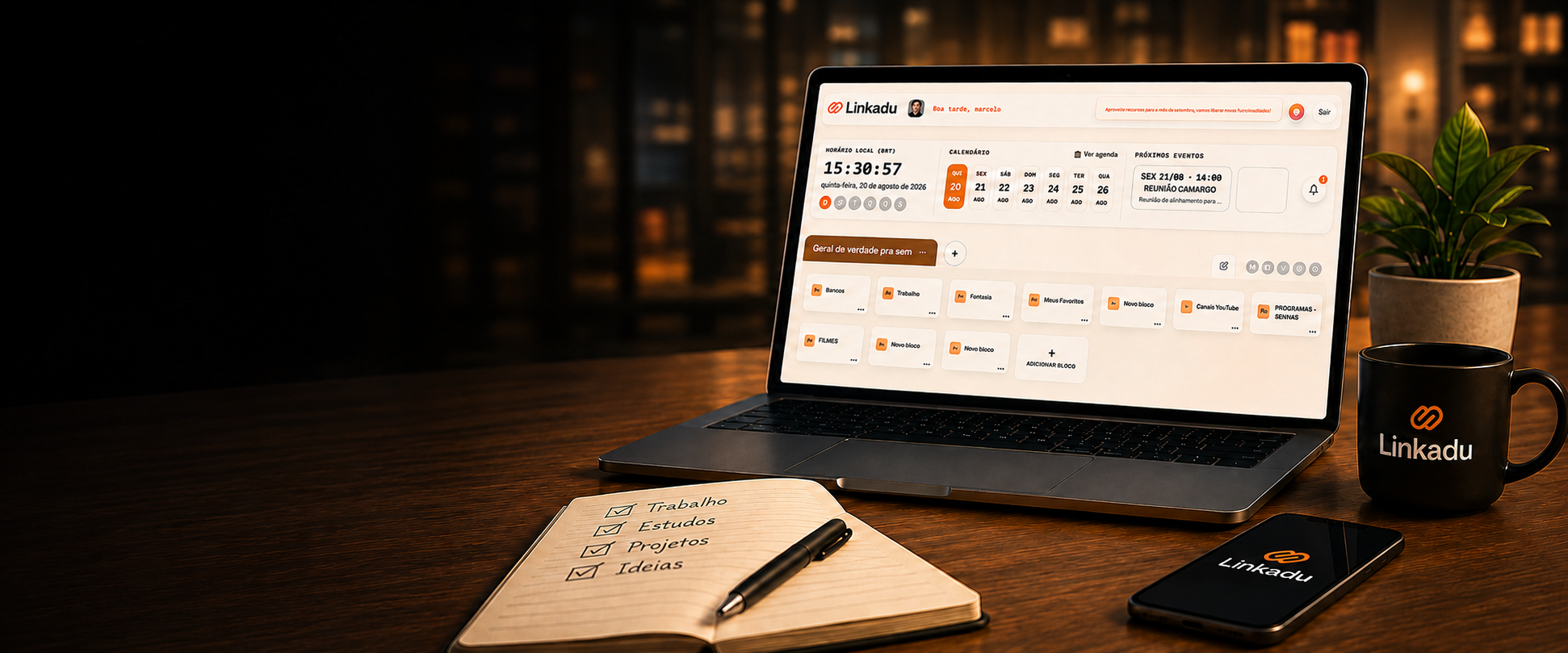 Imagem limpa do Linkadu para personalizar seu workspace